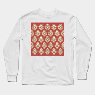 Redish Pink Block printing effect pattern Long Sleeve T-Shirt